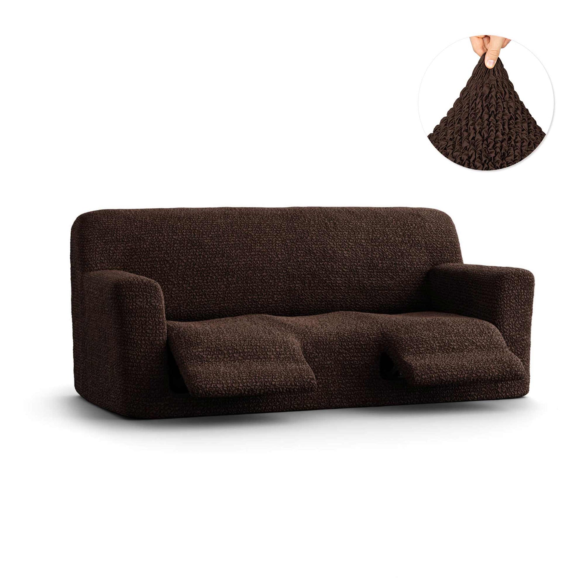 Dark Brown 3 Seater Recliner Slipcover, Microfibra Collection