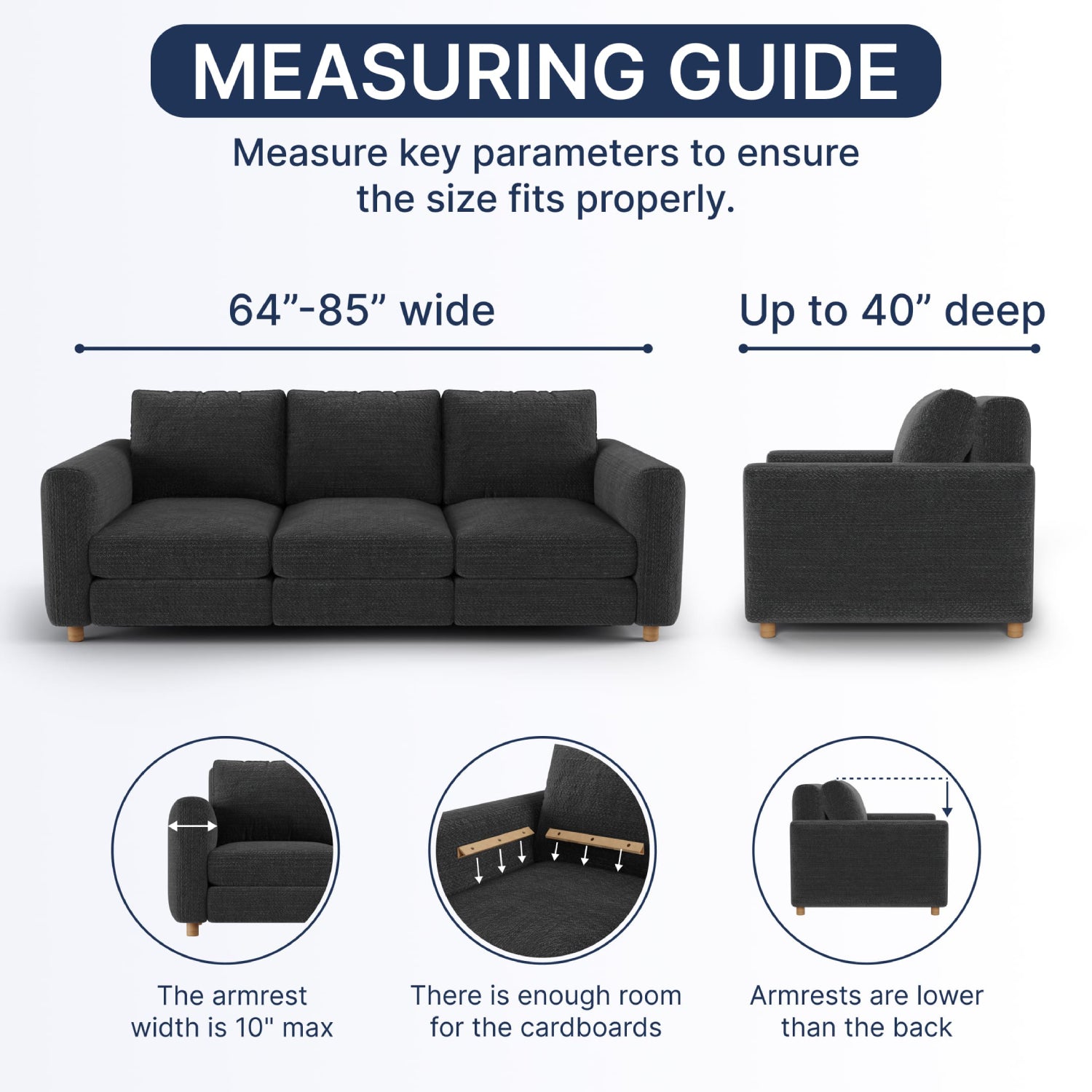 Platinum Sofa 3 Seater Slipcover, Mille Righe Collection