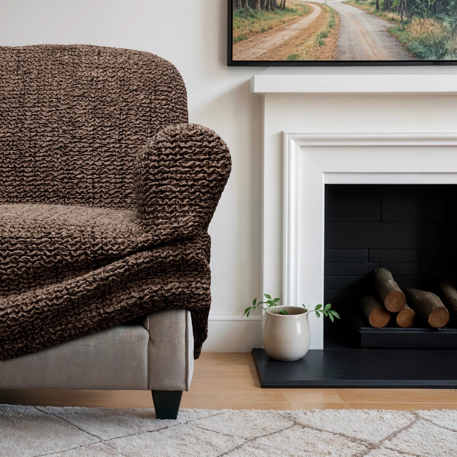 Vittoria Brown Armchair Slipcover, Microfibra Printed Collection