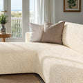 Cream L-Shaped Sofa Slipcover (Left Chaise), Microfibra Collection