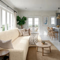 Cream L-Shaped Sofa Slipcover (Right Chaise), Microfibra Collection