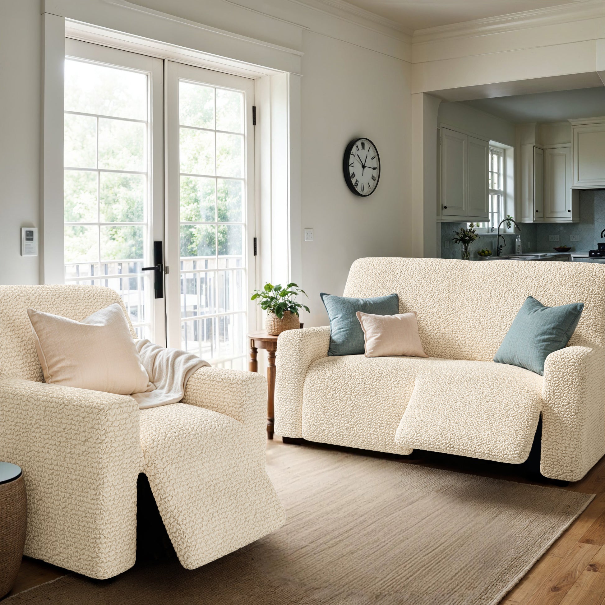 Cream Recliner Slipcover, Microfibra Collection