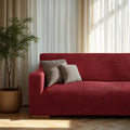 Burgundy Sofa 4 Seater Slipcover, Microfibra Collection