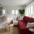 Burgundy L-Shaped Sofa Slipcover (Left Chaise), Microfibra Collection