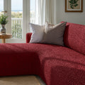 Burgundy L-Shaped Sofa Slipcover (Left Chaise), Microfibra Collection