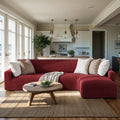 Burgundy L-Shaped Sofa Slipcover (Right Chaise), Microfibra Collection