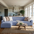 Blue L-Shaped Sofa Slipcover (Left Chaise), Microfibra Collection