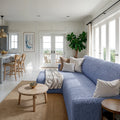 Blue L-Shaped Sofa Slipcover (Left Chaise), Microfibra Collection
