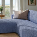 Blue L-Shaped Sofa Slipcover (Left Chaise), Microfibra Collection