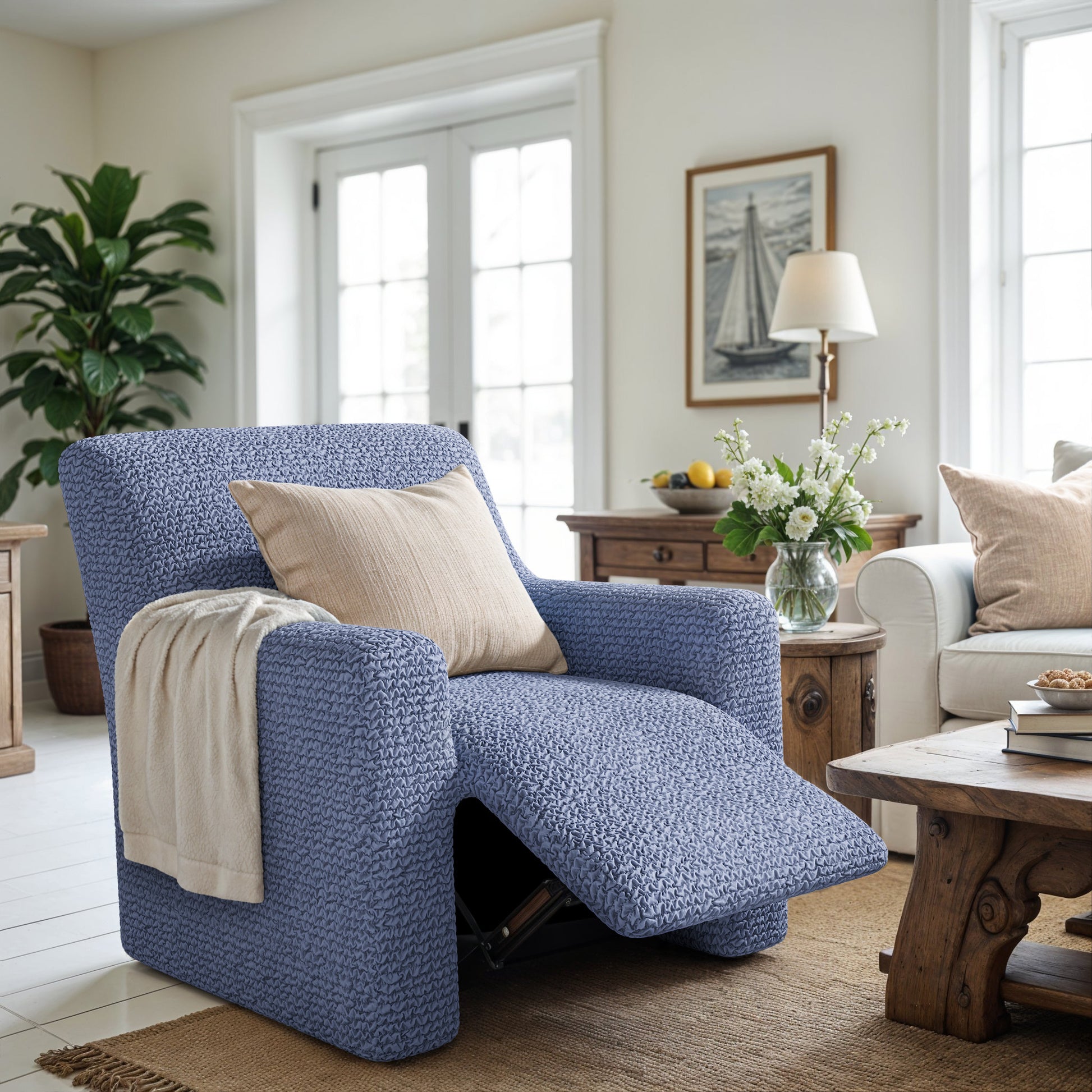 Blue Recliner Slipcover, Microfibra Collection