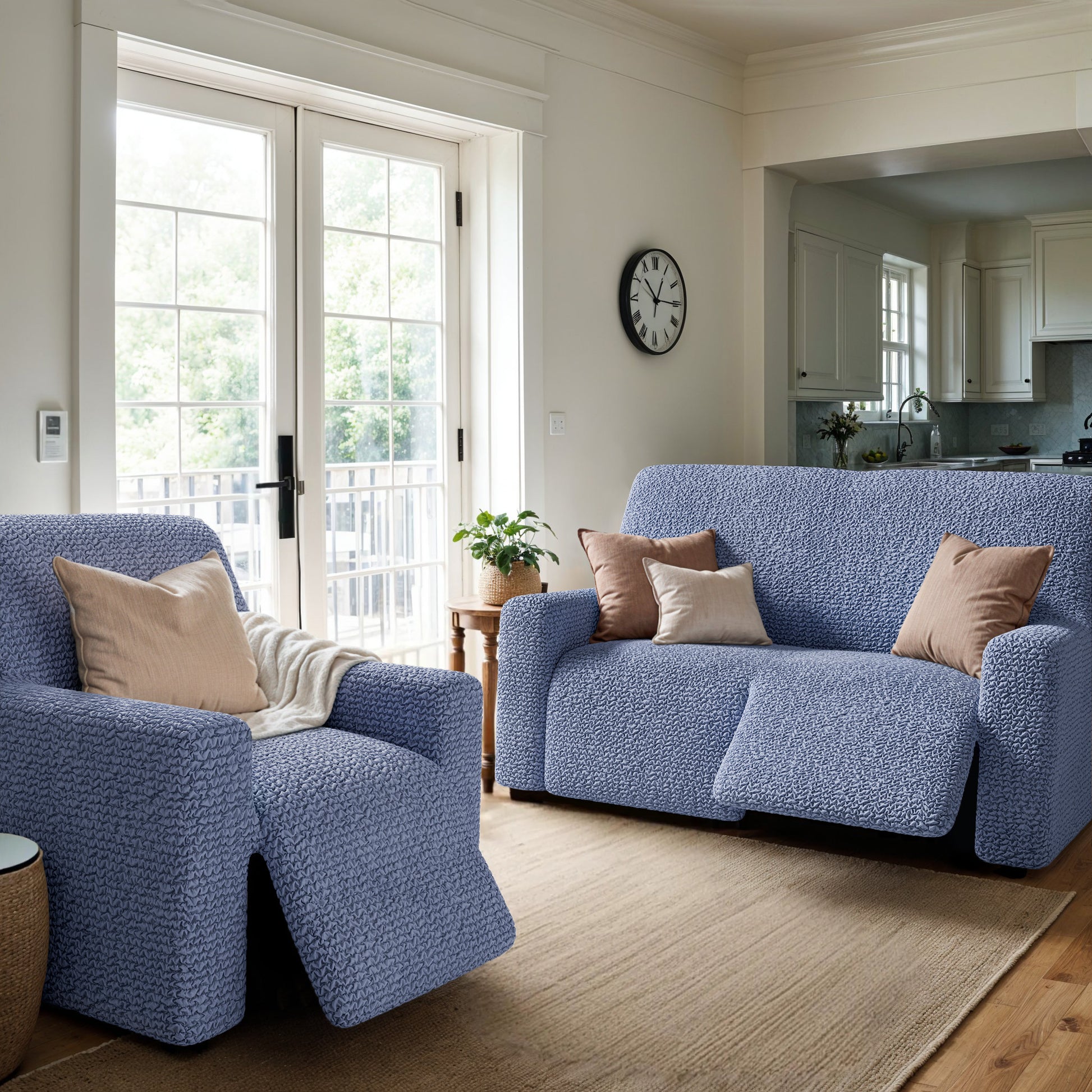 Blue Recliner Slipcover, Microfibra Collection