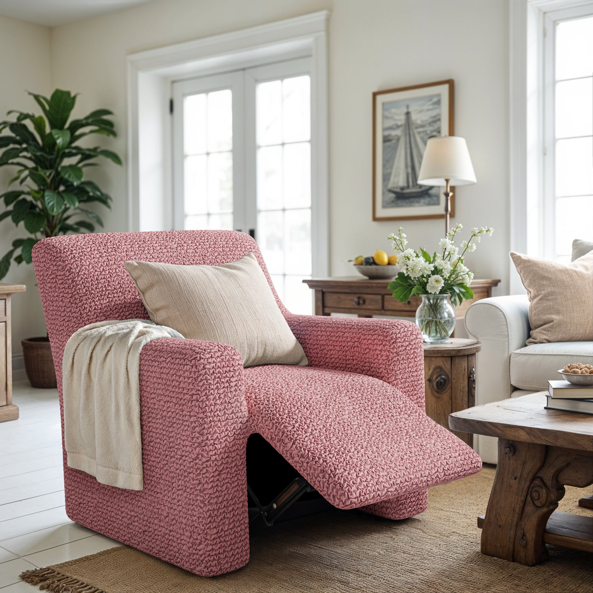 Coral Pink Recliner Slipcover, Microfibra Collection