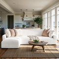 Crisp White L-Shaped Sofa Slipcover (Left Chaise), Microfibra Collection