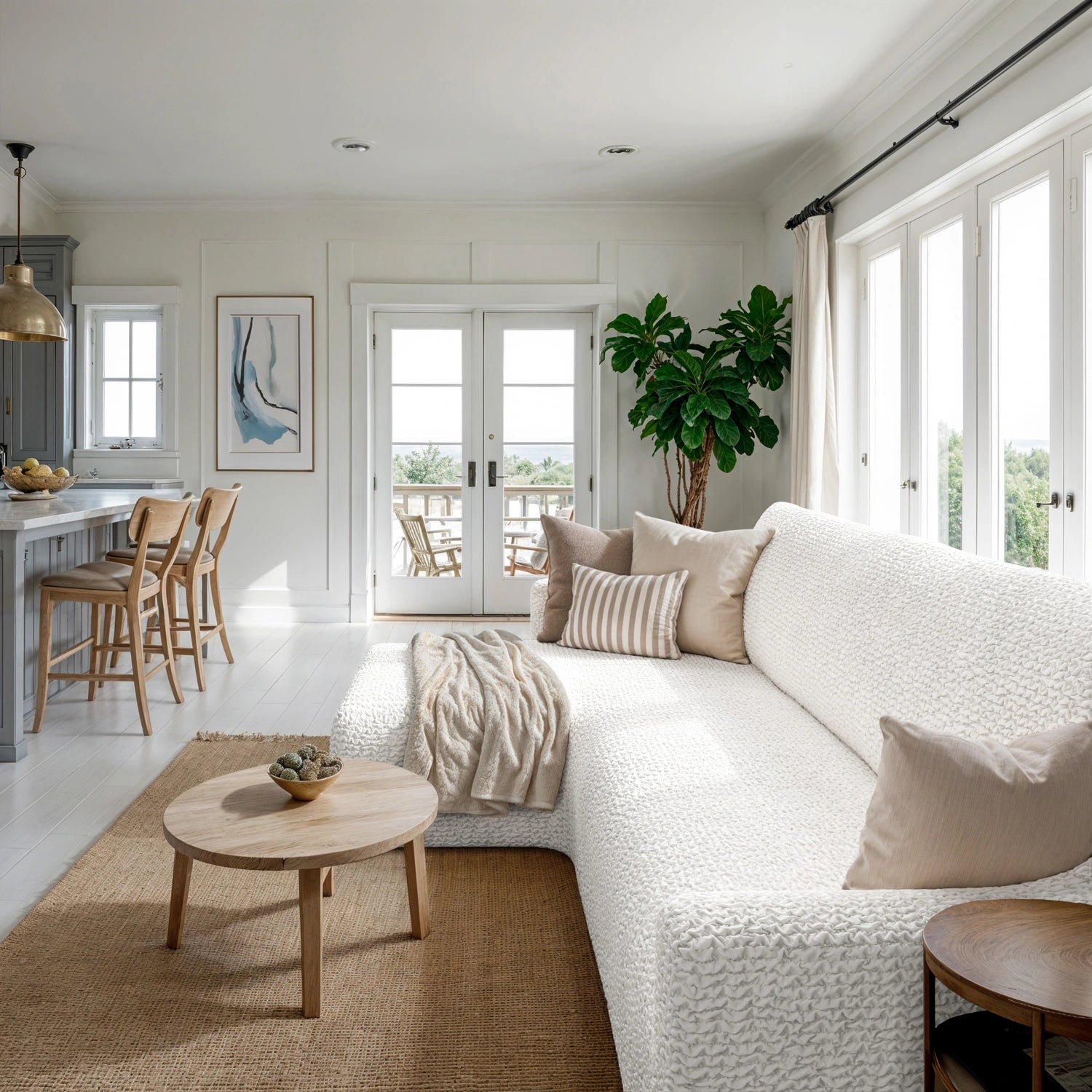 Crisp White L-Shaped Sofa Slipcover (Left Chaise), Microfibra Collection