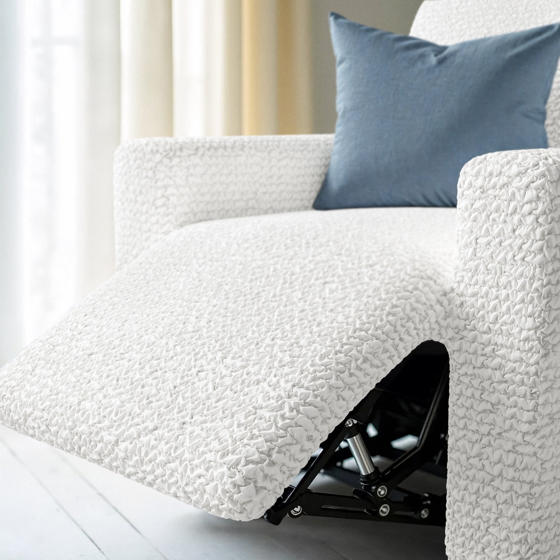 Crisp White Recliner Slipcover, Microfibra Collection