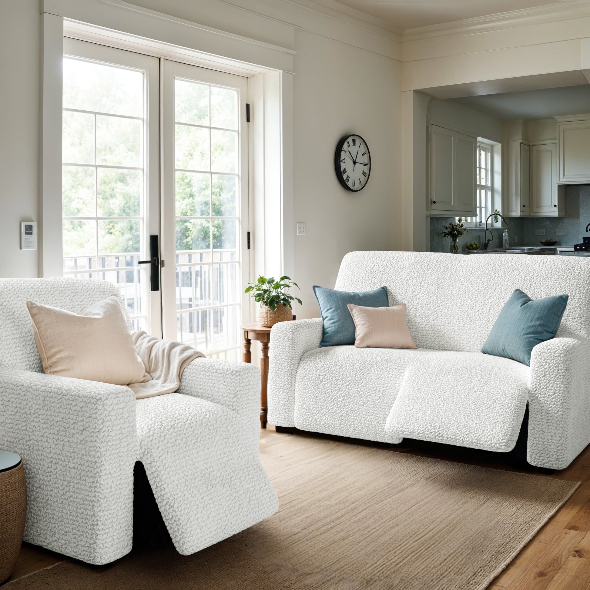 Crisp White Recliner Slipcover, Microfibra Collection