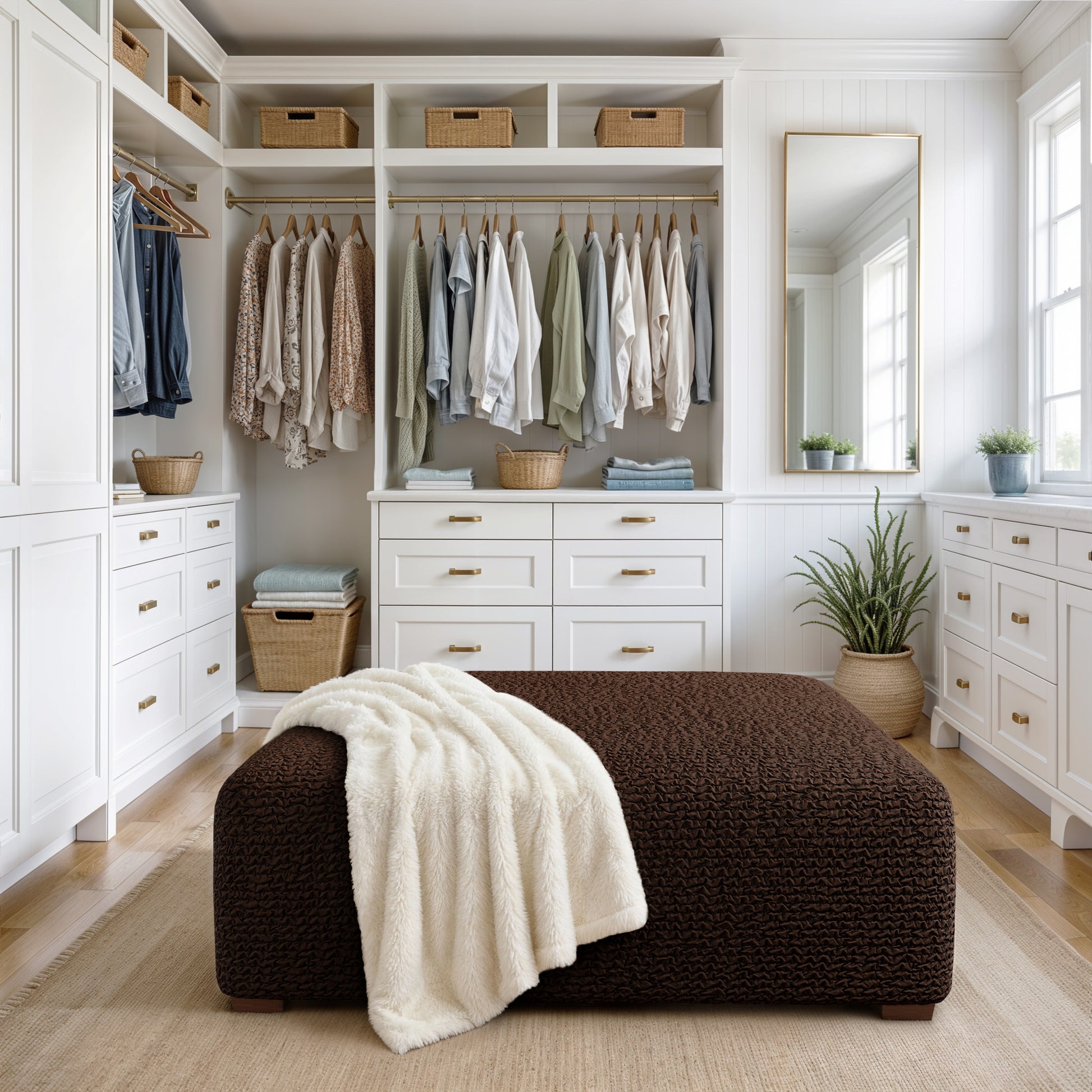 Dark Brown Ottoman Slipcover (Large), Microfibra Collection