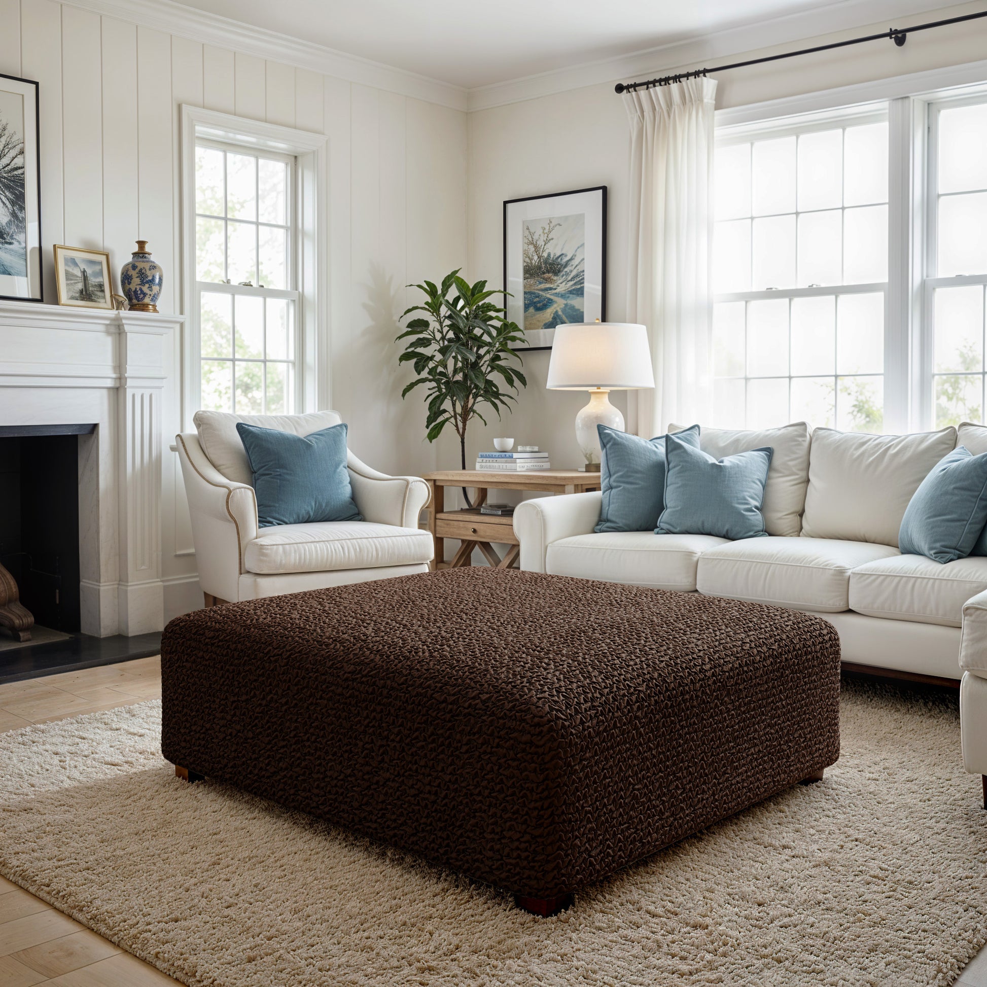 Dark Brown Ottoman Slipcover (Large), Microfibra Collection