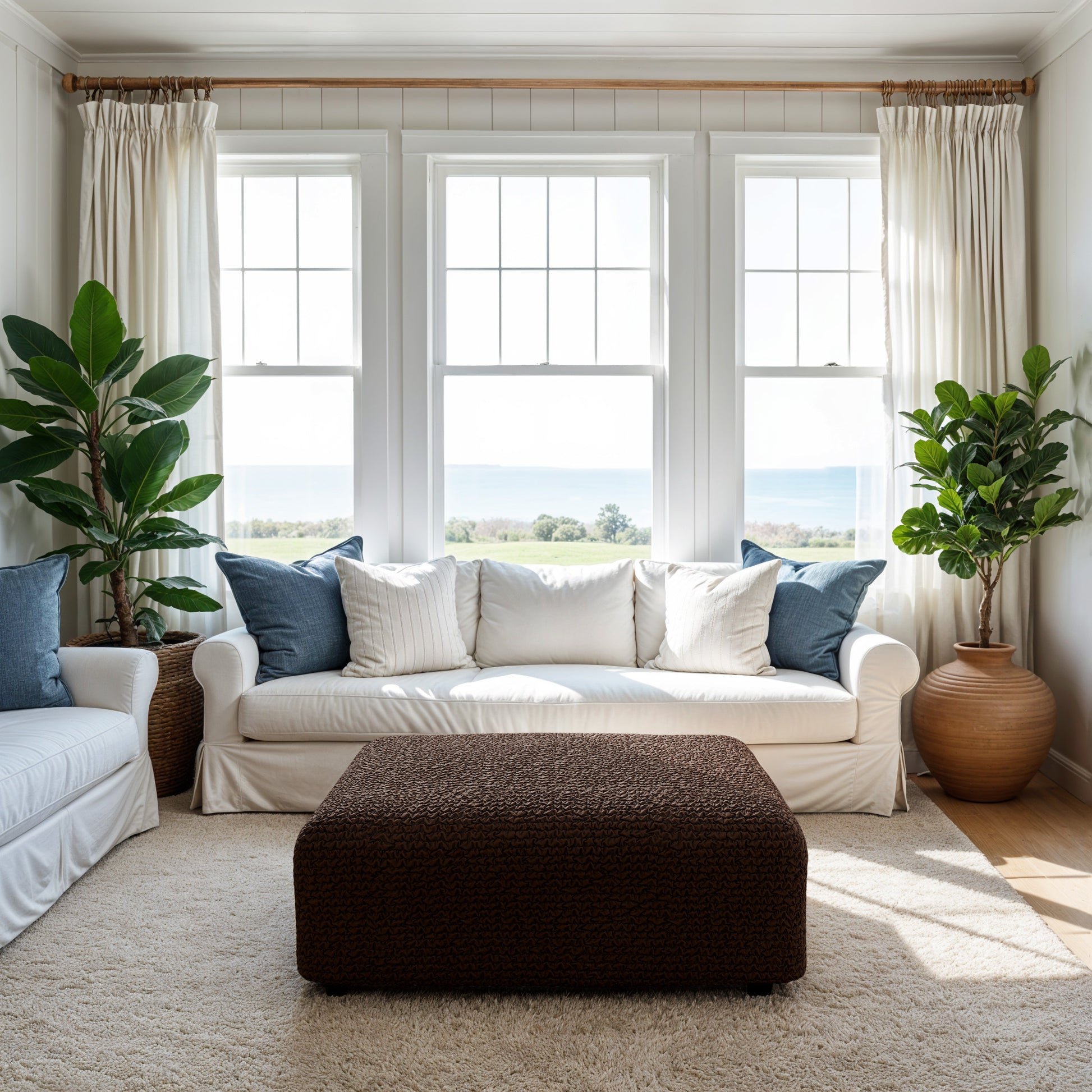 Dark Brown Ottoman Slipcover (Medium), Microfibra Collection