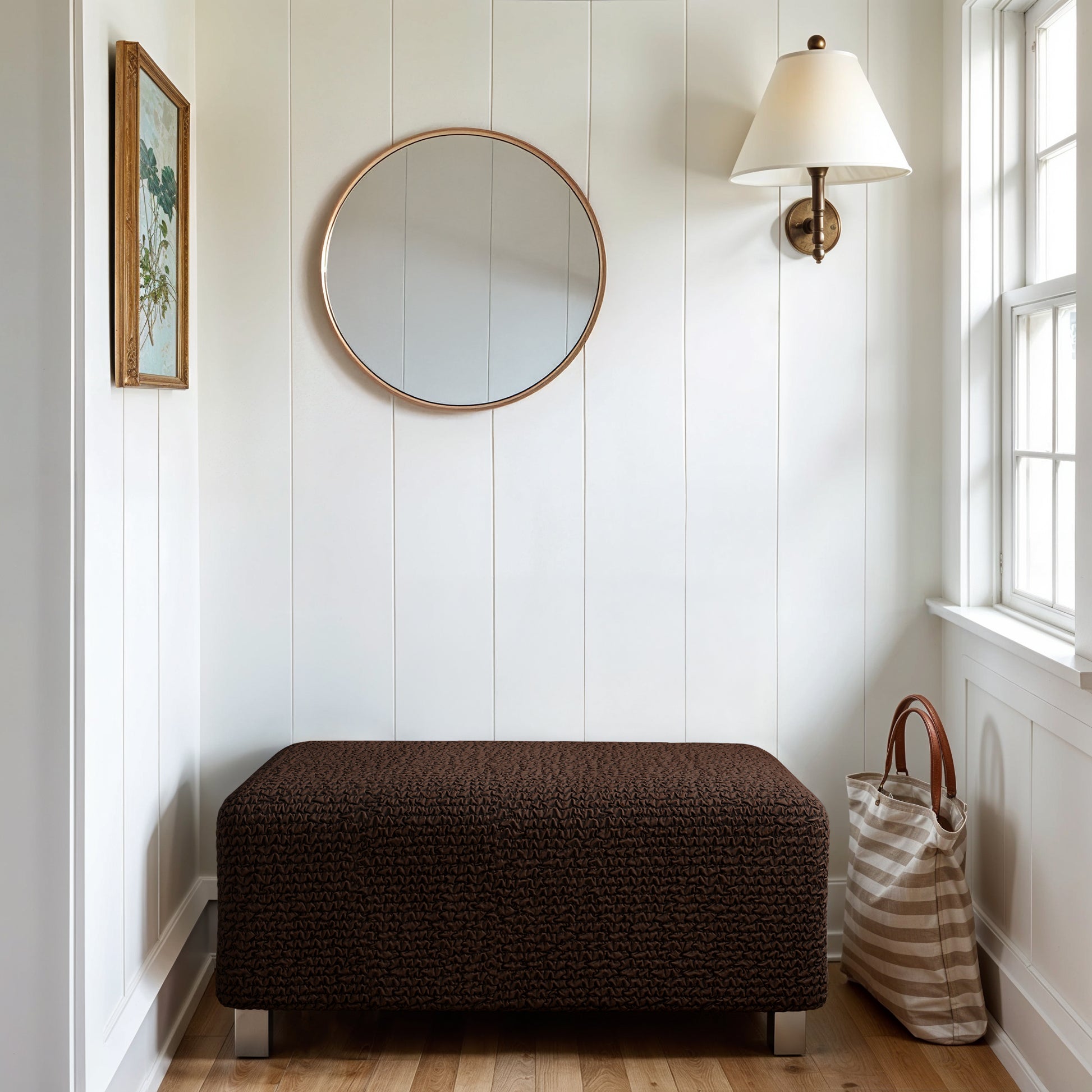 Dark Brown Ottoman Slipcover (Medium), Microfibra Collection