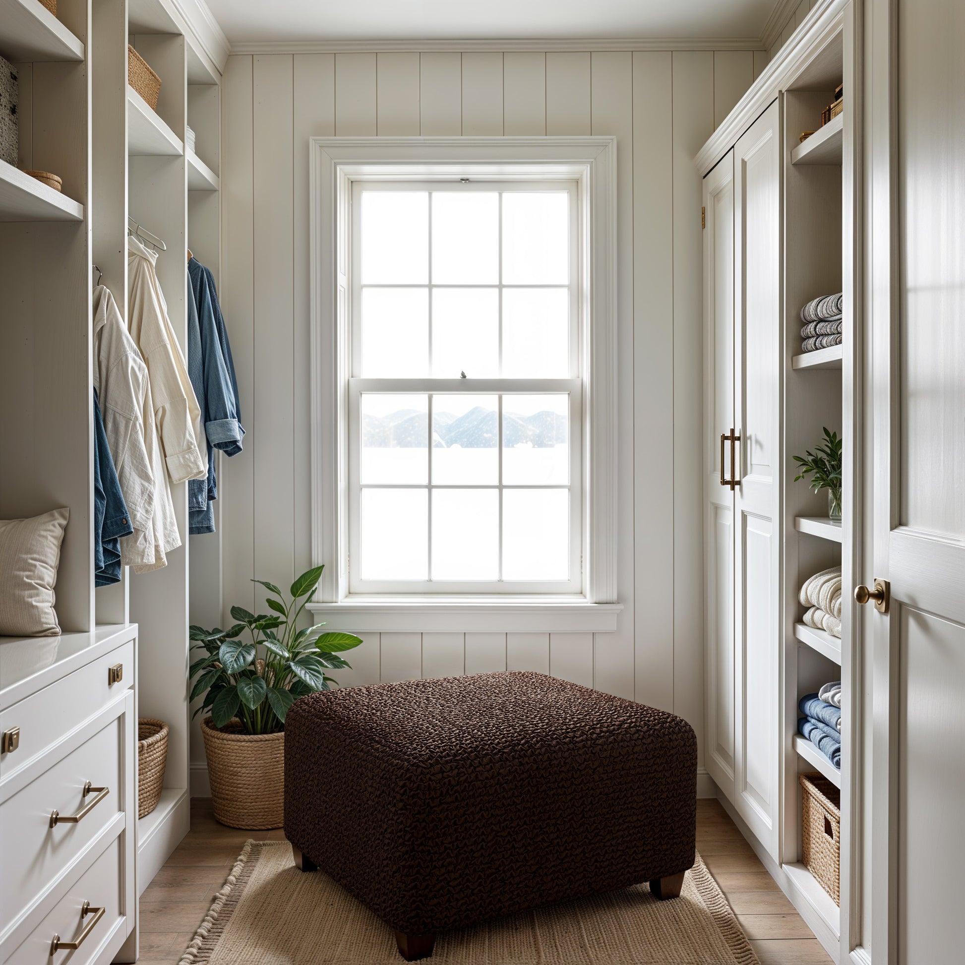 Dark Brown Ottoman Slipcover (Medium), Microfibra Collection