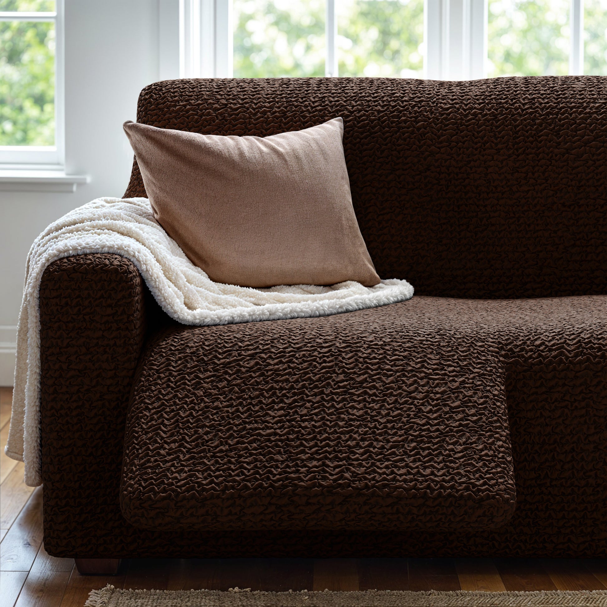 Dark Brown 3 Seater Recliner Slipcover, Microfibra Collection