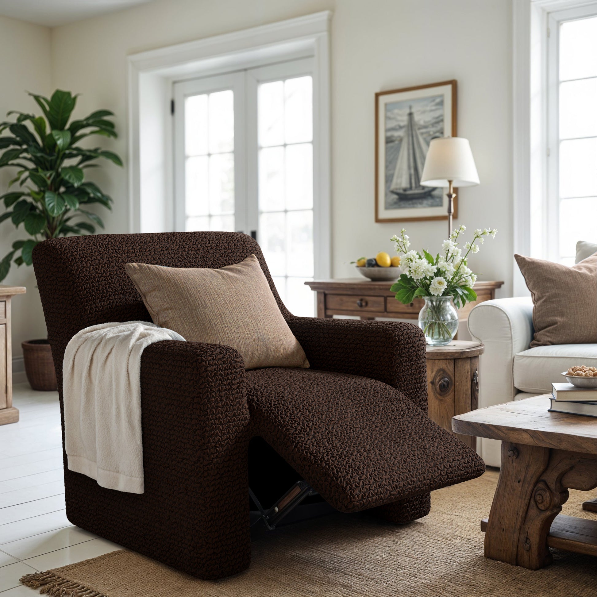 Dark Brown Recliner Slipcover, Microfibra Collection
