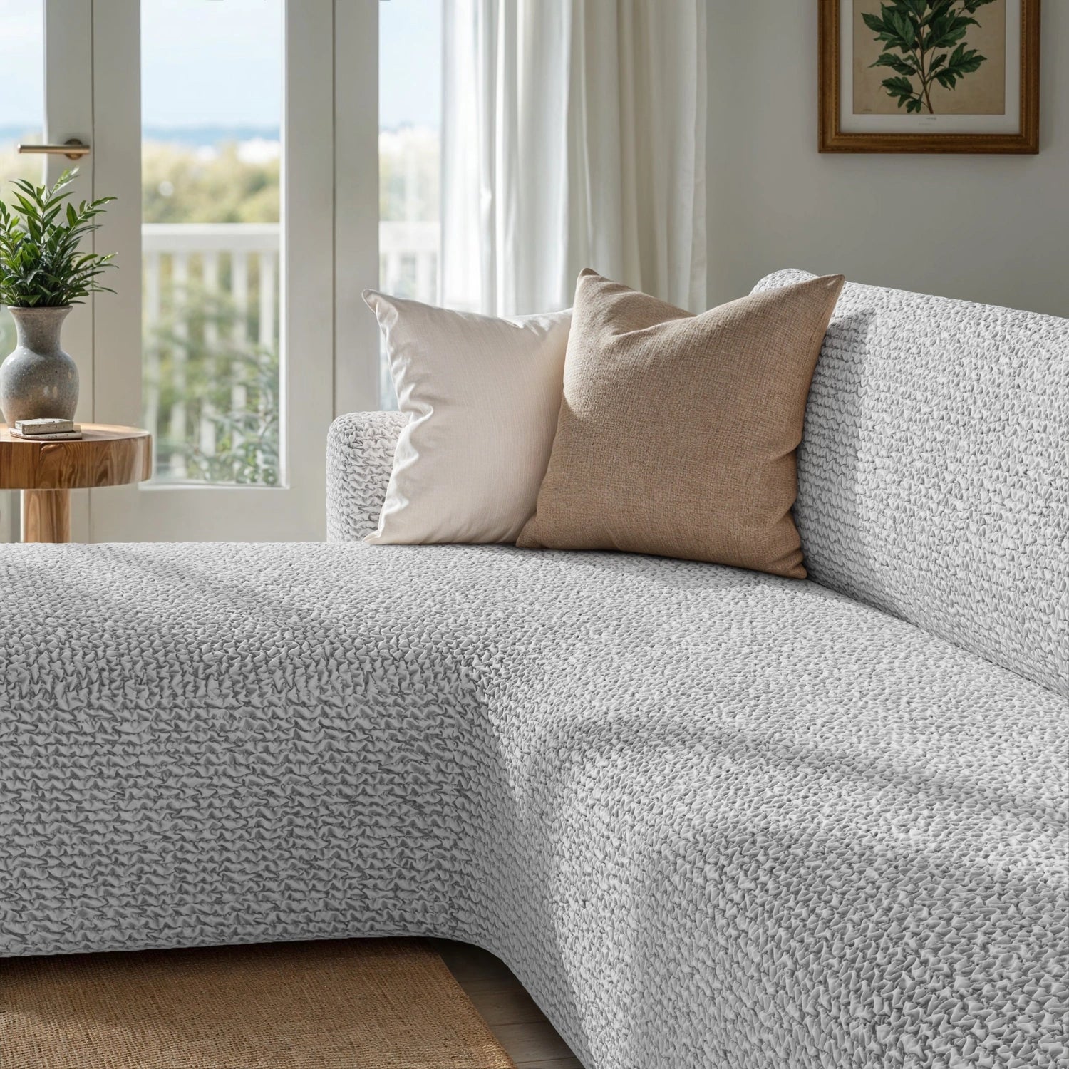 Light Grey L-Shaped Sofa Slipcover (Left Chaise), Microfibra Collection
