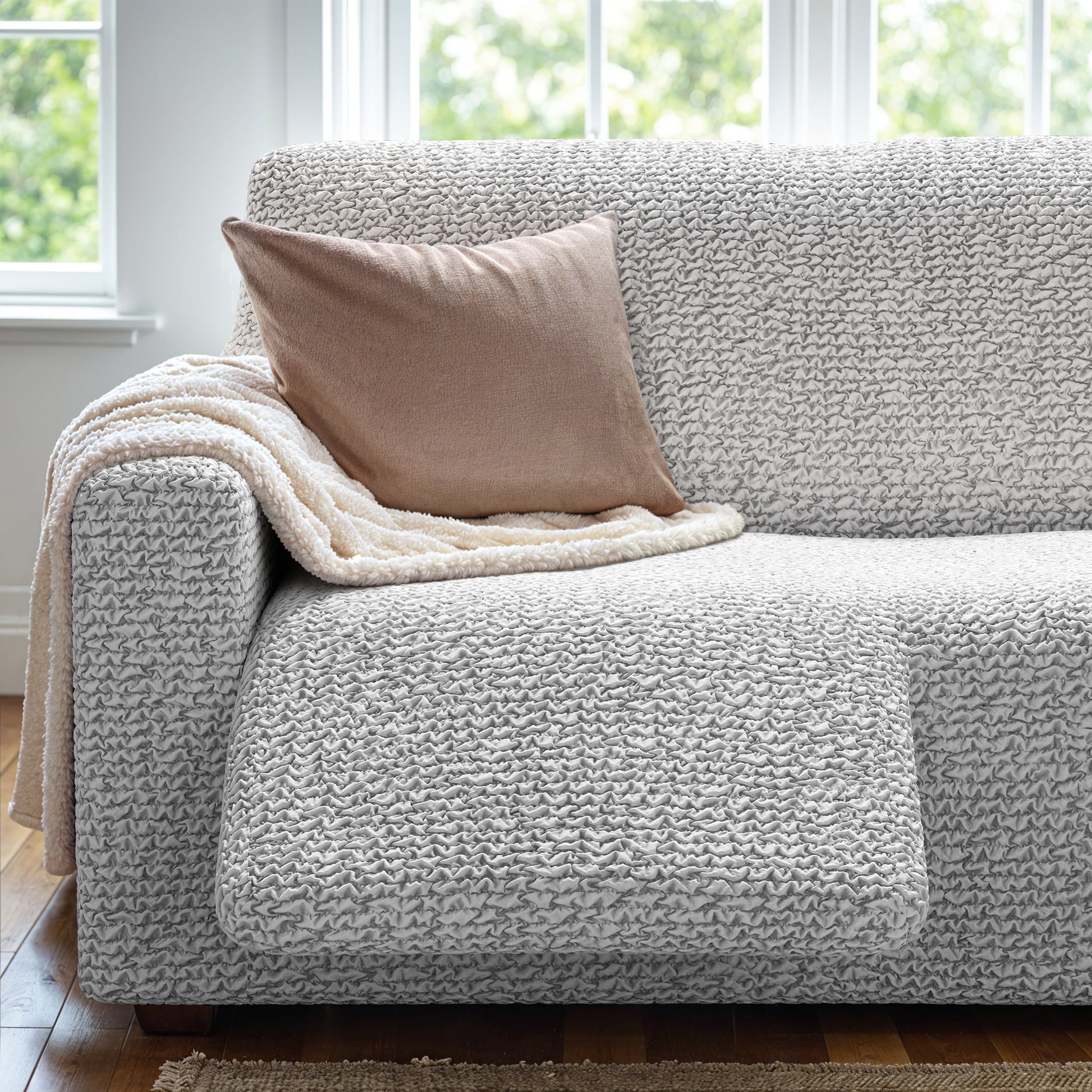 Light Grey 3 Seater Recliner Slipcover, Microfibra Collection