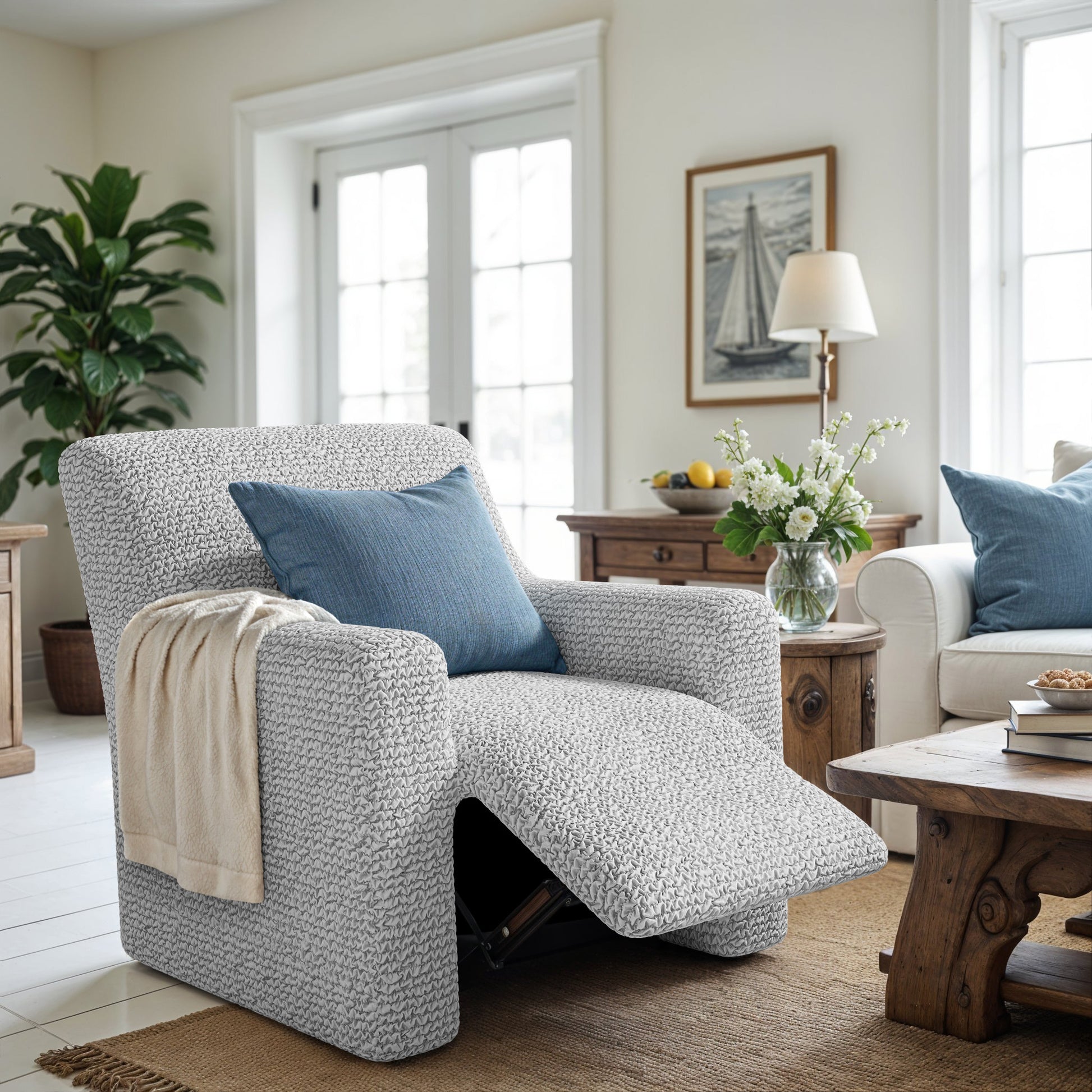 Light Grey Recliner Slipcover, Microfibra Collection