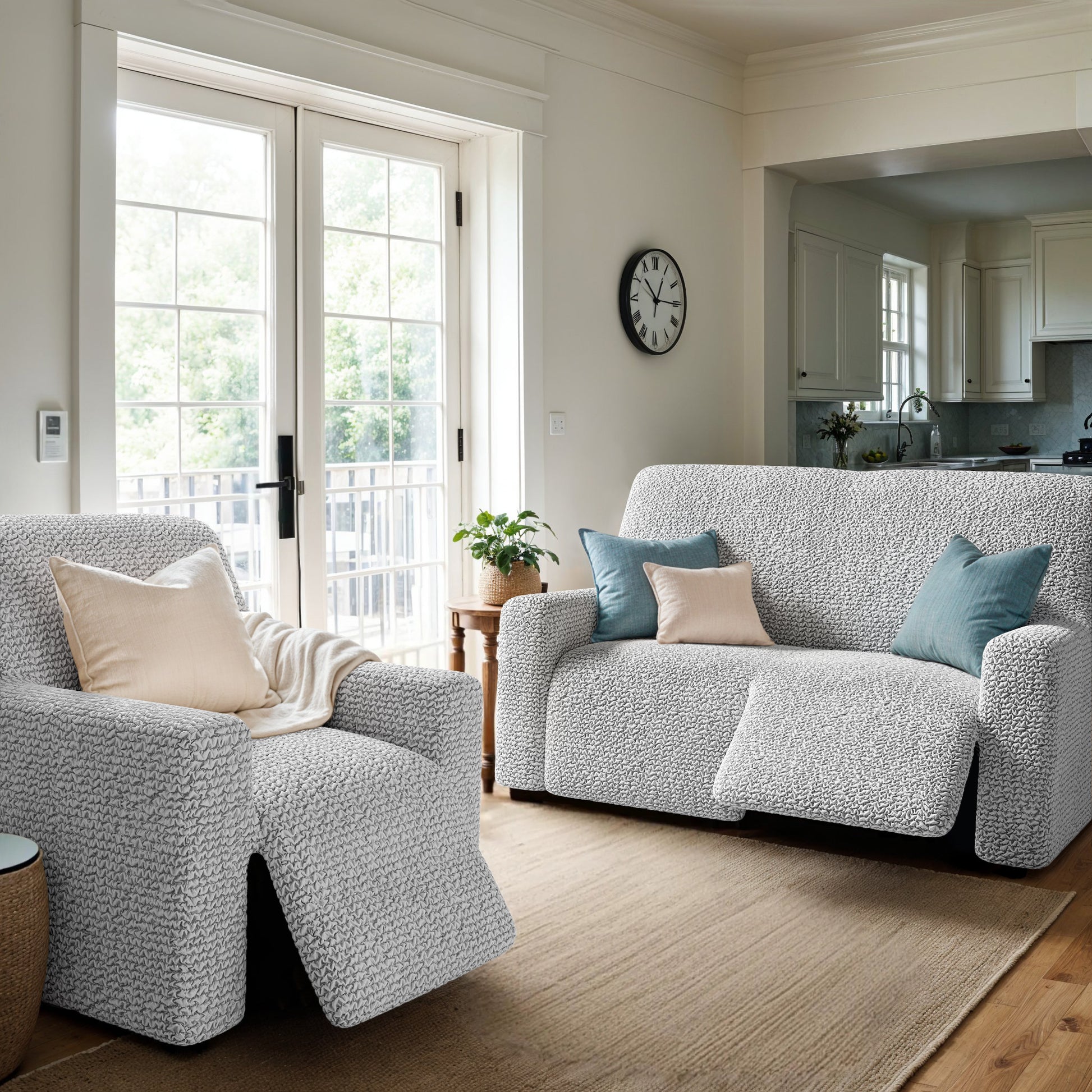 Light Grey Recliner Slipcover, Microfibra Collection