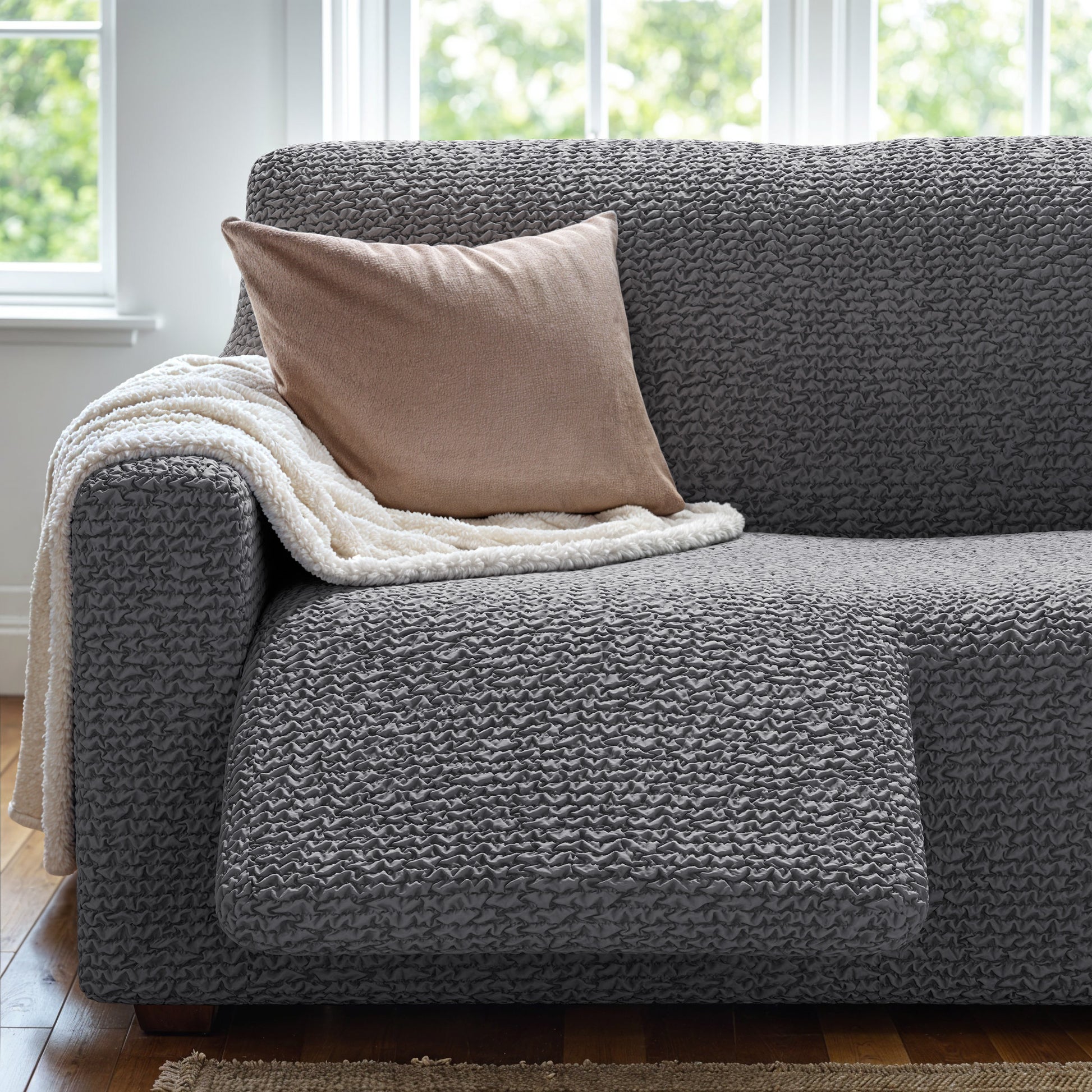 Dark Grey 3 Seater Recliner Slipcover, Microfibra Collection