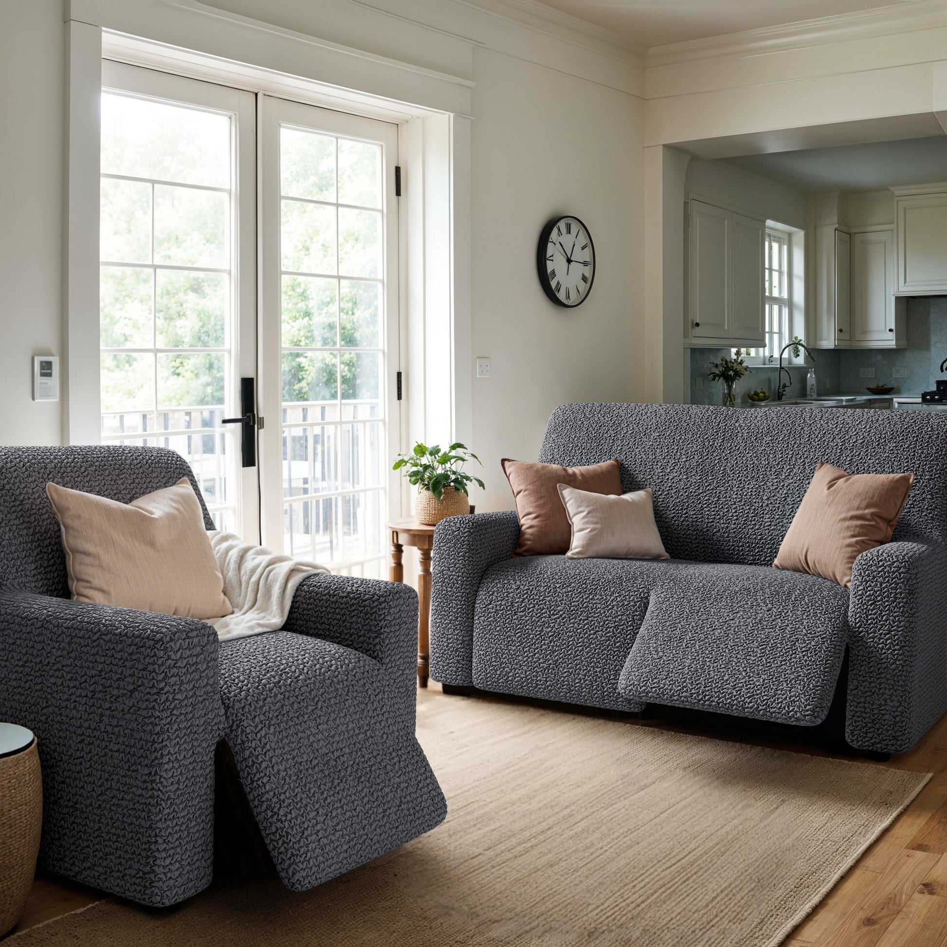 Dark Grey Recliner Slipcover, Microfibra Collection