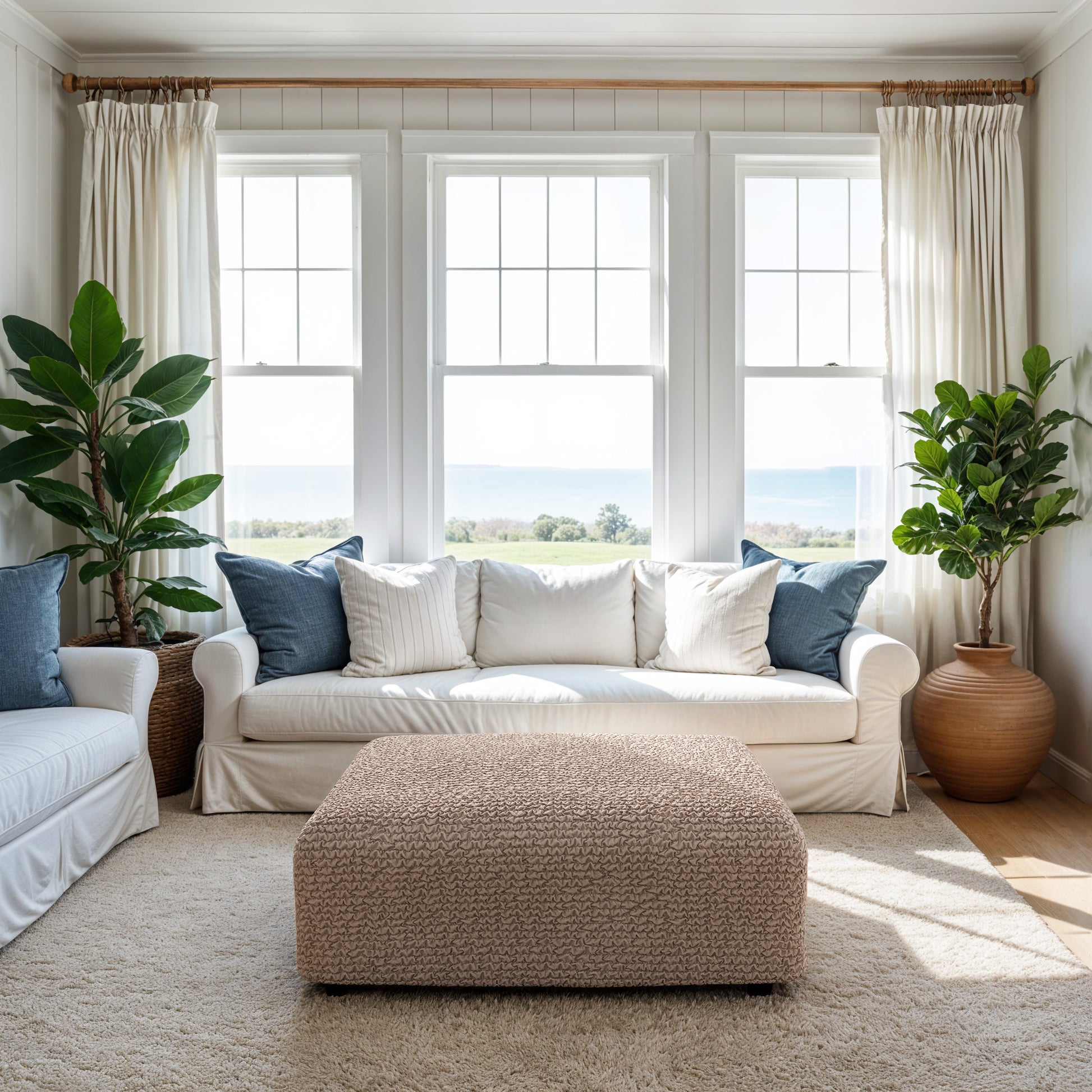 Marsala Ottoman Slipcover (Medium), Microfibra Collection