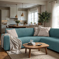 Teal Corner Sofa Slipcover, Microfibra Collection