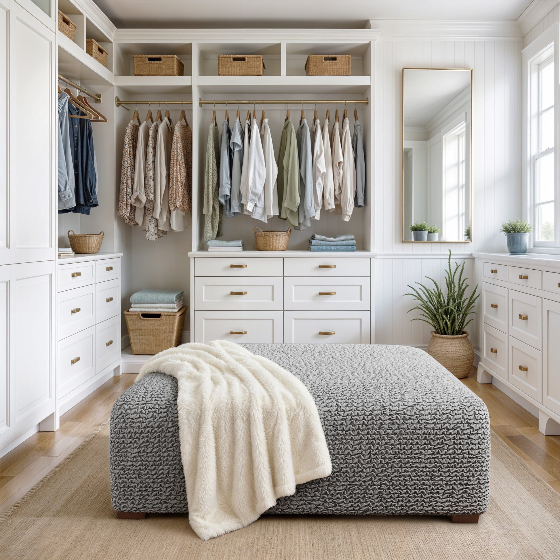 Ash Ottoman Slipcover (Large), Microfibra Collection