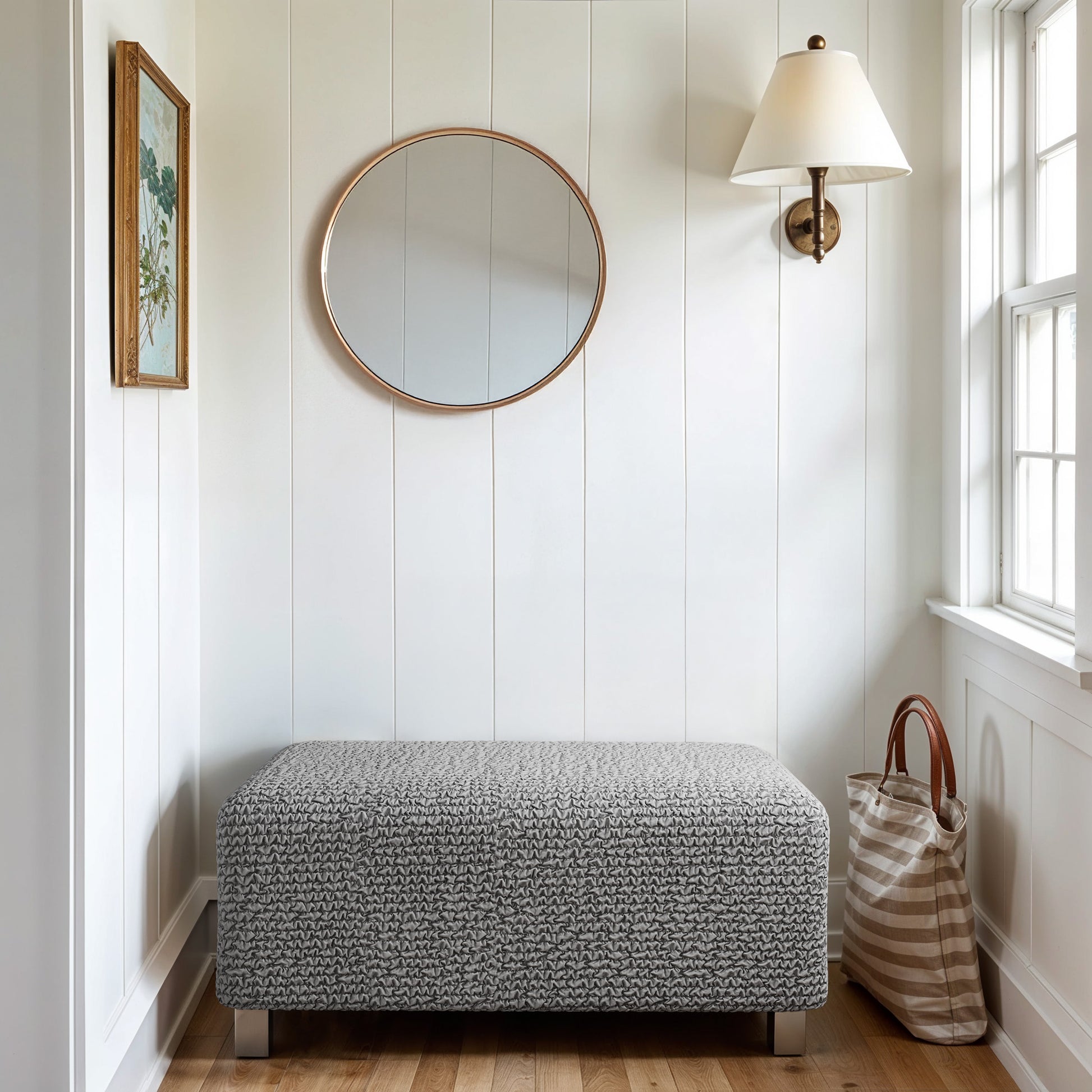 Ash Ottoman Slipcover (Medium), Microfibra Collection