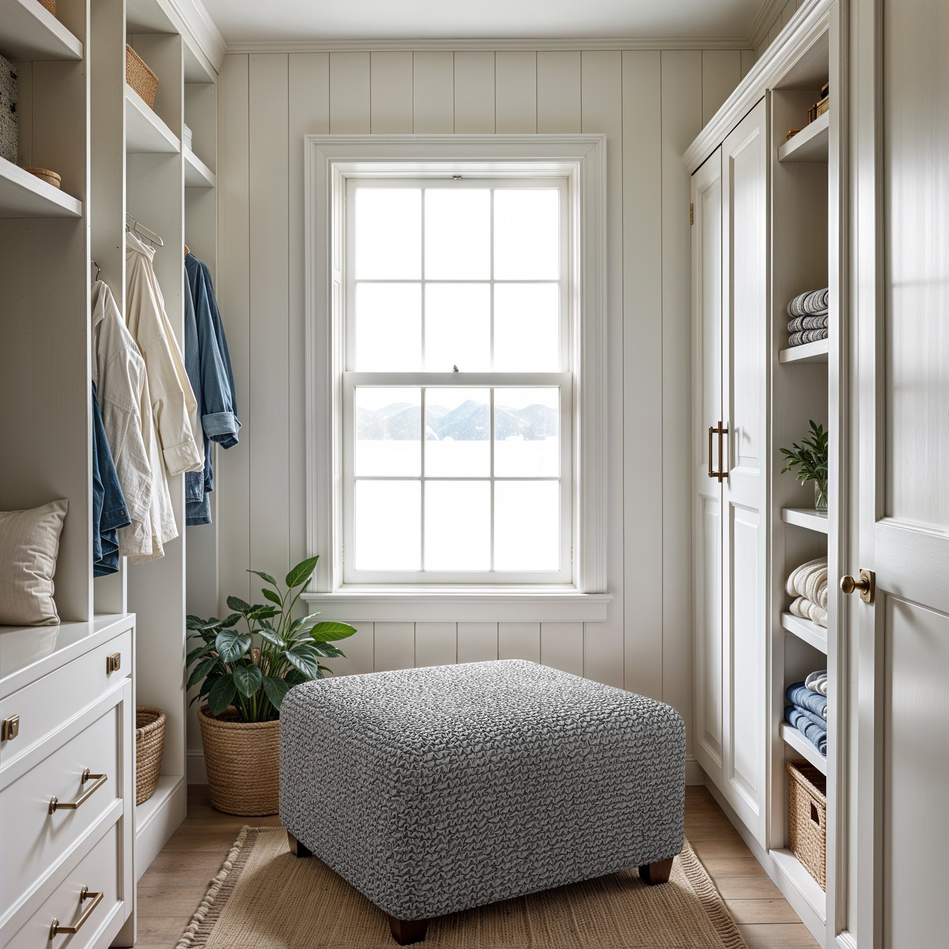 Ash Ottoman Slipcover (Medium), Microfibra Collection