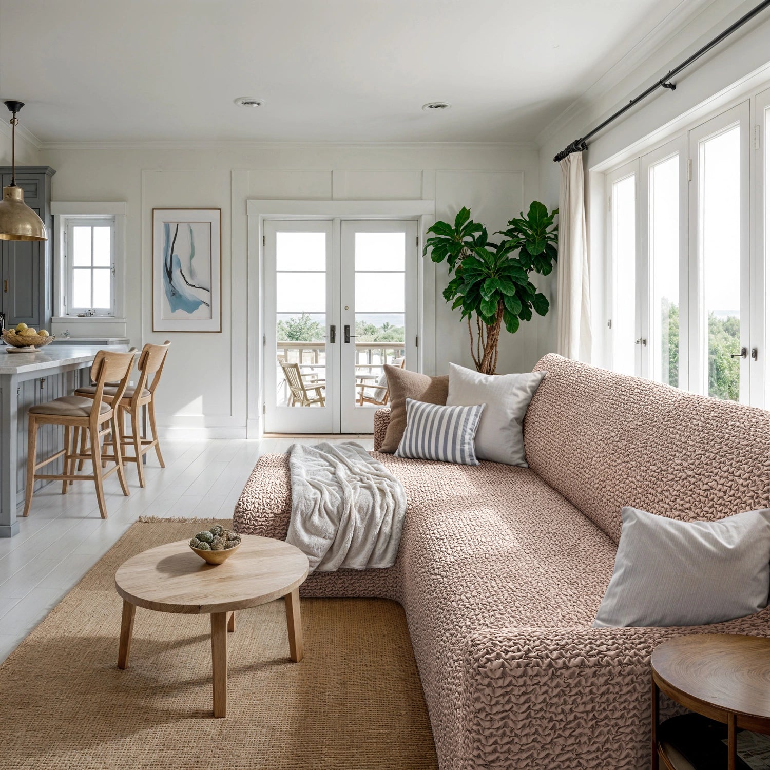 Blush Taupe L-Shaped Sofa Slipcover (Left Chaise), Microfibra Collection