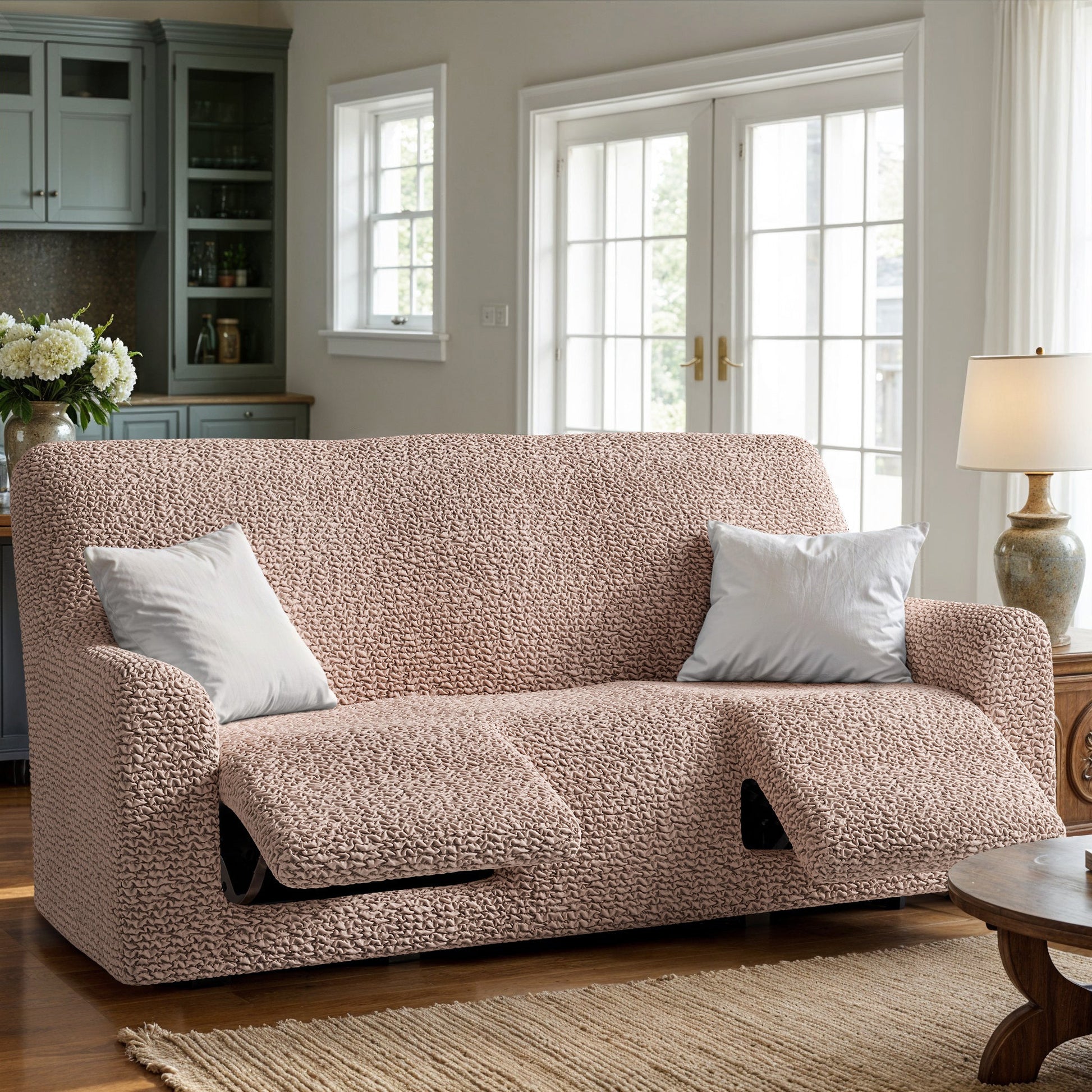 Blush Taupe 3 Seater Recliner Slipcover, Microfibra Collection
