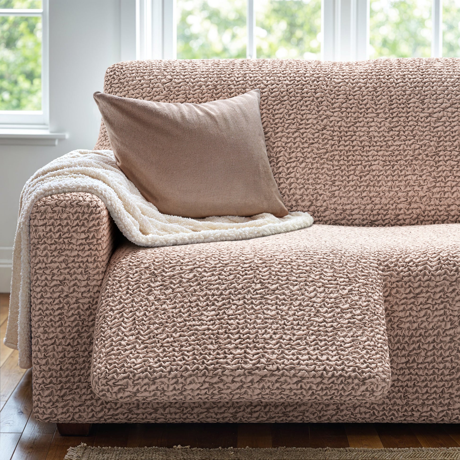 Blush Taupe 3 Seater Recliner Slipcover, Microfibra Collection
