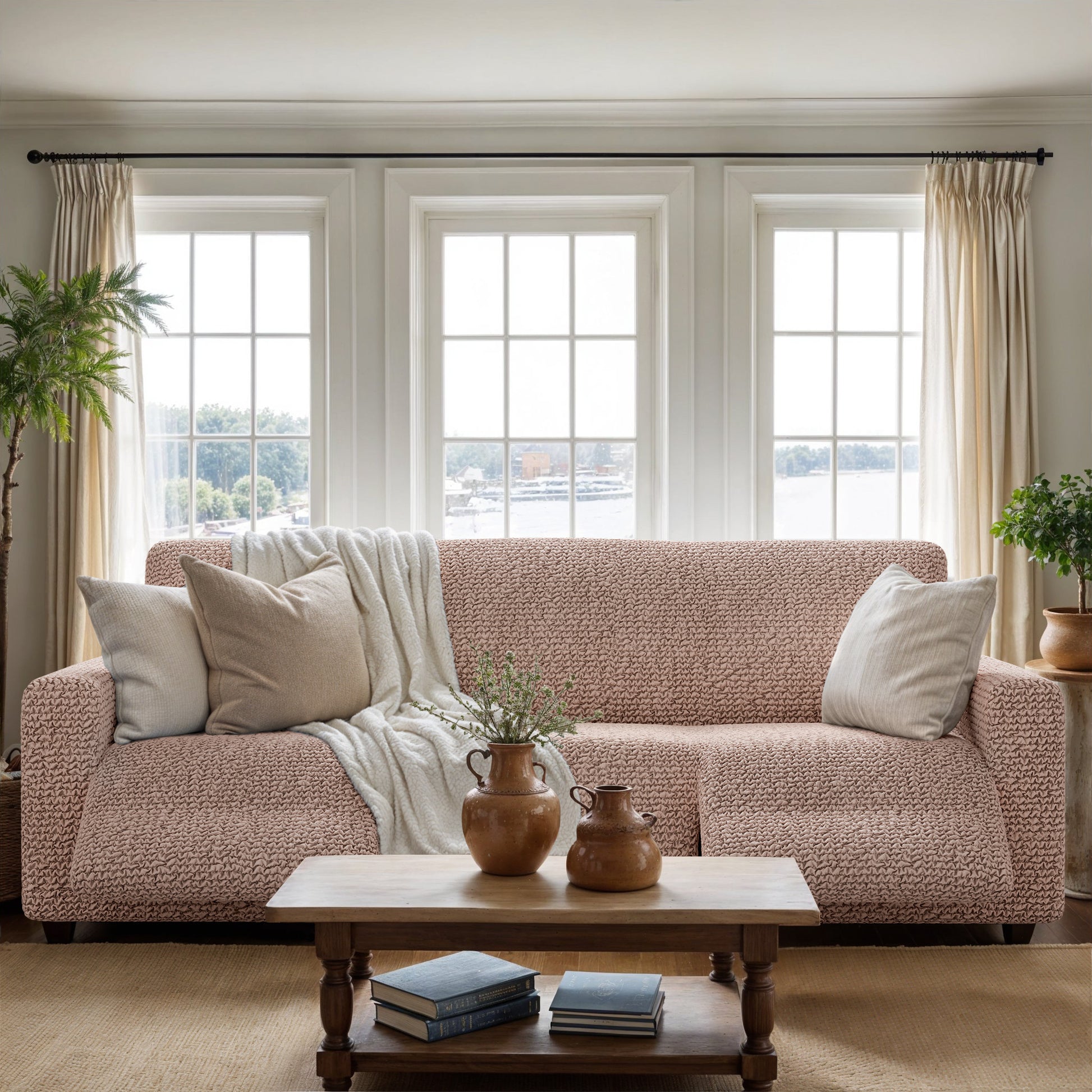 Blush Taupe 3 Seater Recliner Slipcover, Microfibra Collection