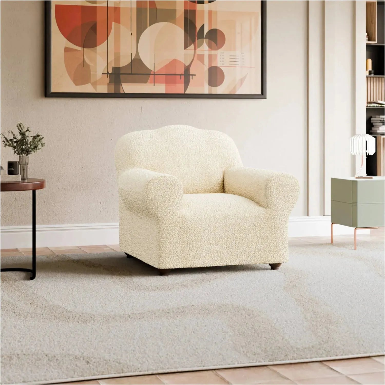 Cream Armchair Slipcover, Mille Righe Collection