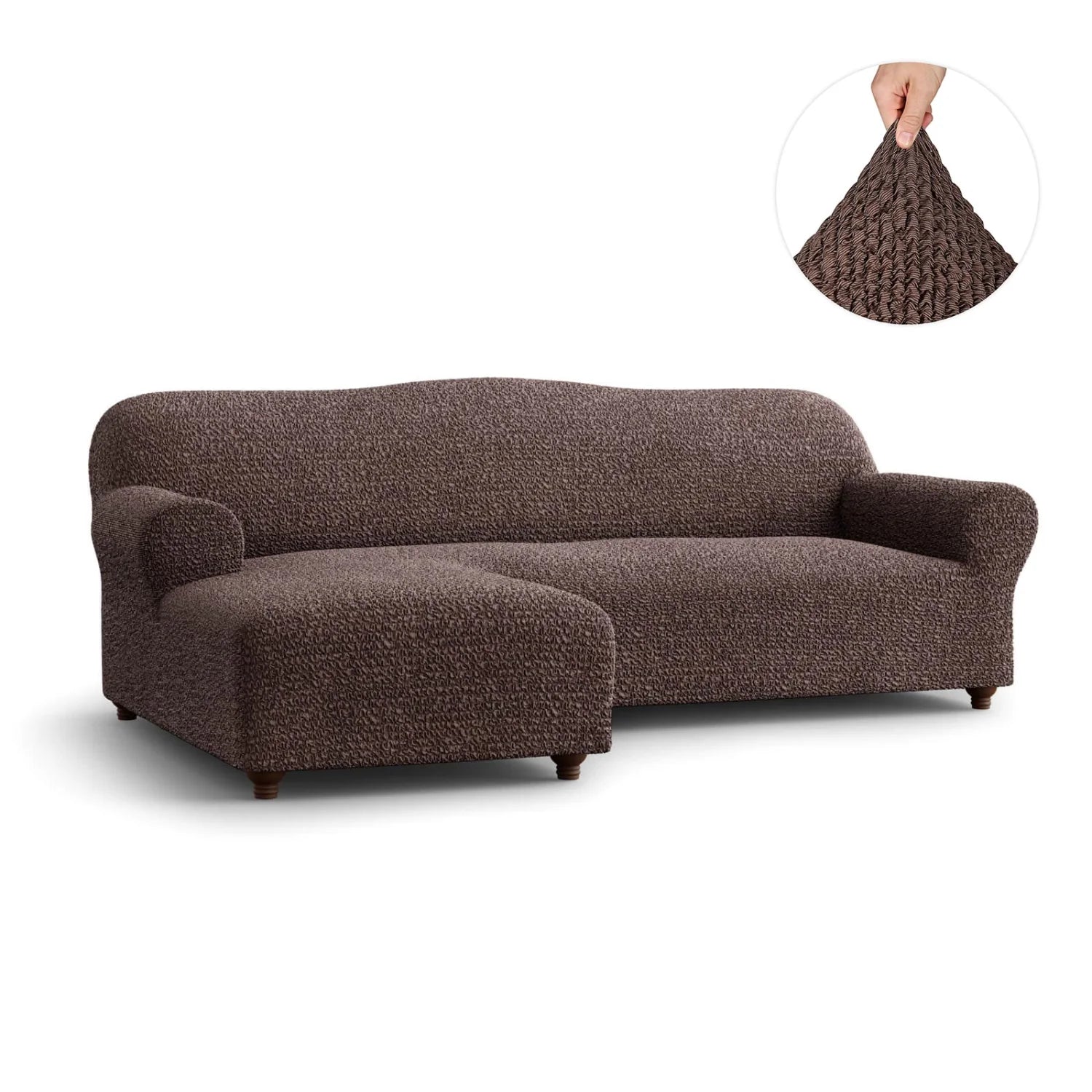 Brown L-Shaped Sofa Slipcover (Left Chaise), Mille Righe Collection