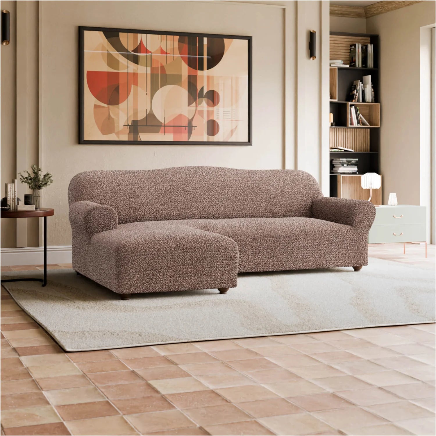 Camel L-Shaped Sofa Slipcover (Left Chaise), Mille Righe Collection