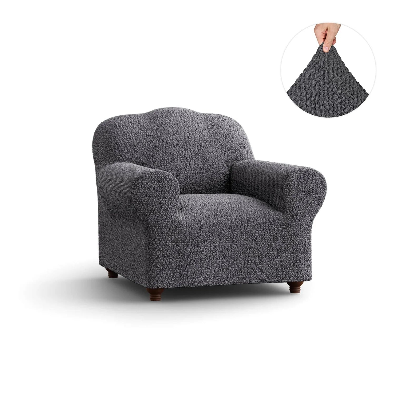 Dark Grey Armchair Slipcover, Mille Righe Collection