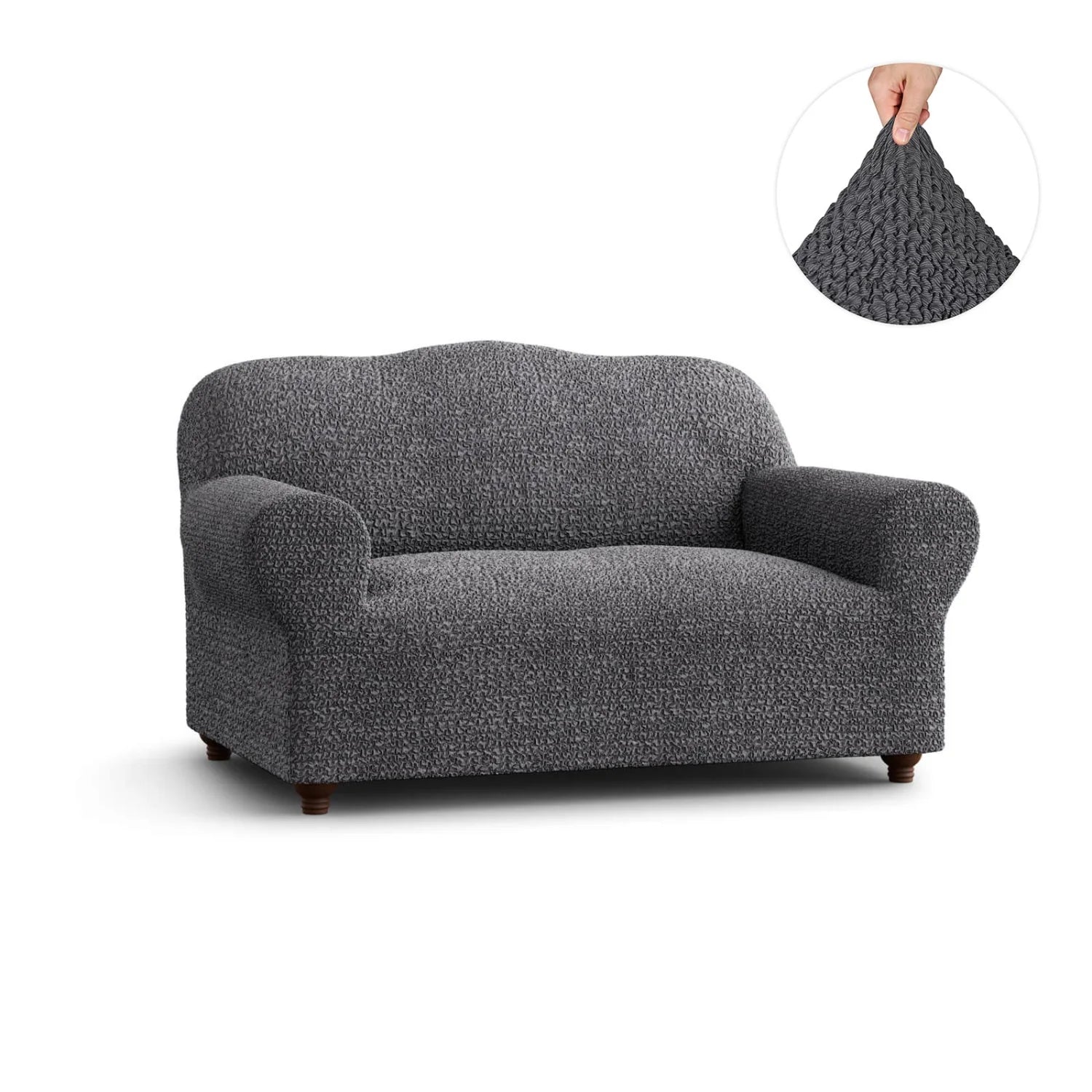 Dark Grey Loveseat 2 Seater Slipcover, Mille Righe Collection