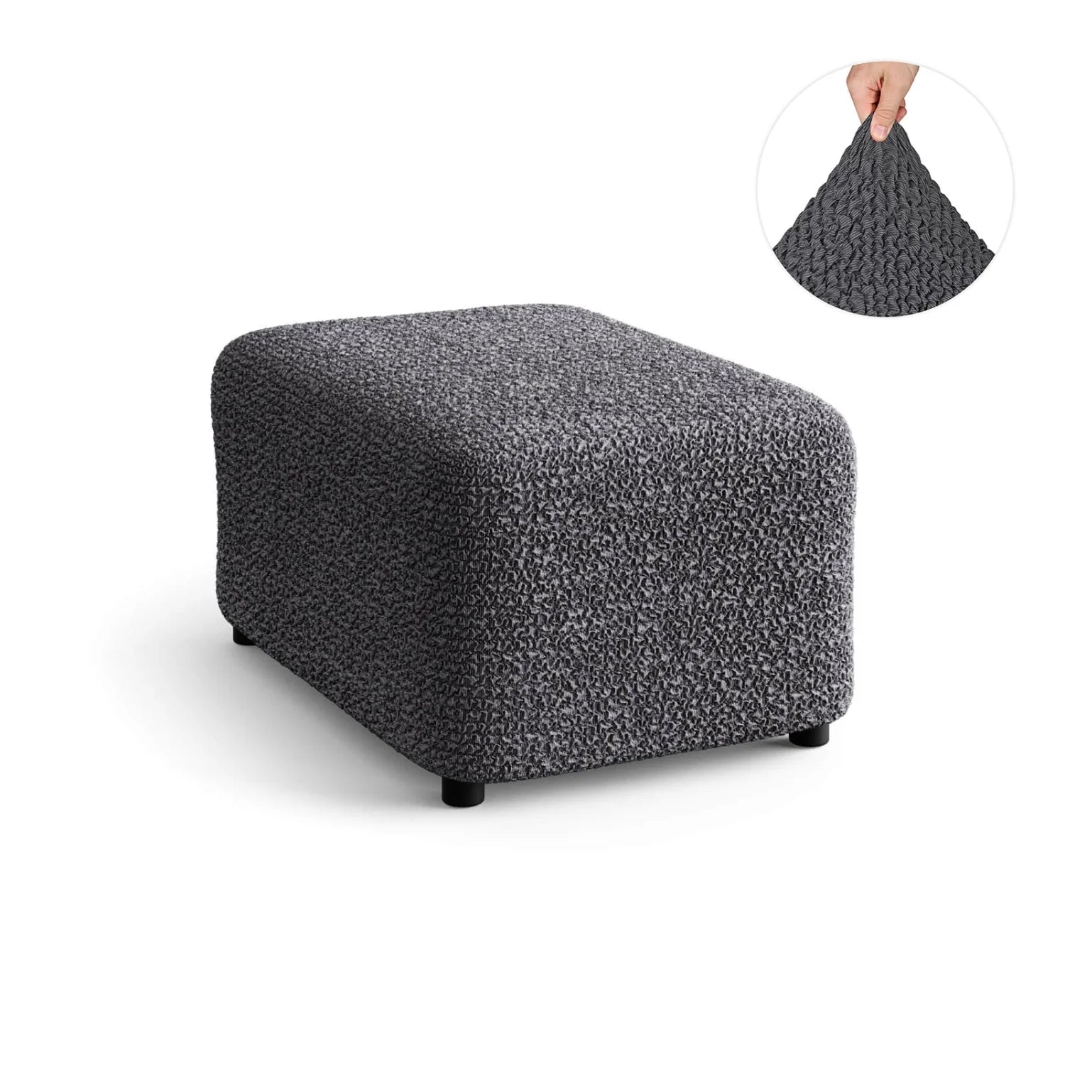 Dark Grey Ottoman Slipcover (Medium), Mille Righe Collection