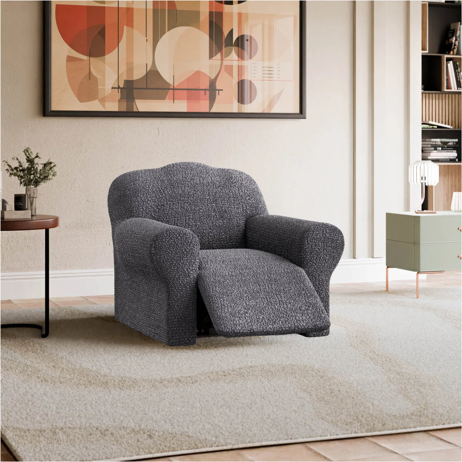 Dark Grey Recliner Slipcover, Mille Righe Collection