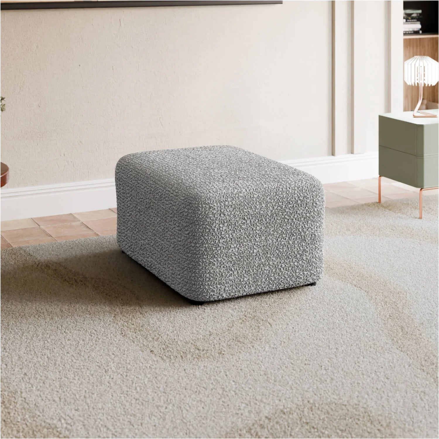 Platinum Ottoman Slipcover (Medium), Mille Righe Collection